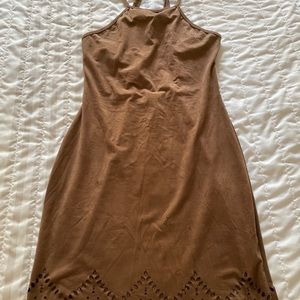 Tan “suede” dress - Size Small